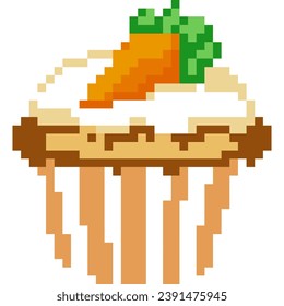 Cup cake cartoon icon in pixel style	