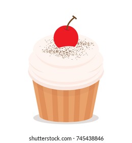 Cup cake cartoon vector. free space for text.