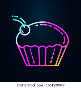 cup cake with cherry in nolan style icon. Simple thin line, outline vector of birthday icons for ui and ux, website or mobile application