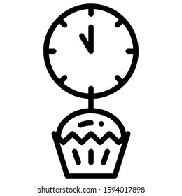 Cup Cake and Clock Design, New Year Celebration Decoration Concept, 