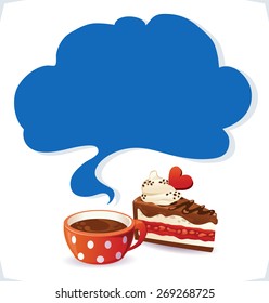 Cup and cake with cloud