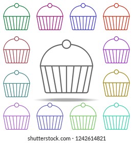 cup cake concept line icon. Elements of fast food in multi color style icons. Simple icon for websites, web design, mobile app, info graphics
