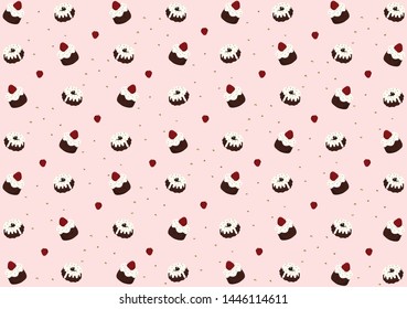 cup cake cream strawberry and mini donut