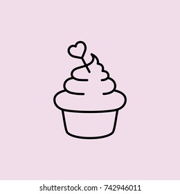 cup cake creamy muffin line black icon