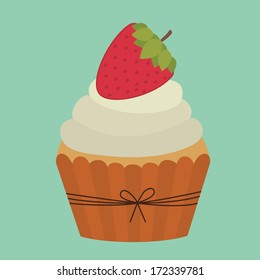 cup cake design over  blue  background vector illustration  