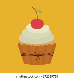 cup cake design over  yellow background vector illustration  