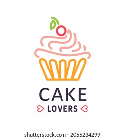 A cup cake dessert logotype vector design illustration 