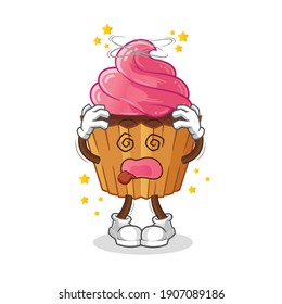 tarta de torta mareada mascota de la cabeza. vector de dibujos animados