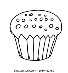 Cup cake Doodle vector icon. Drawing sketch illustration hand drawn cartoon line.