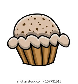 cup cake drawing over white background vector illustration