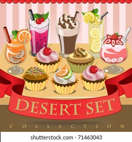 Cup Cake Drinks Collection Vector