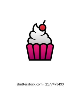 Cup Cake With Filled Line Icon Vector Illustration