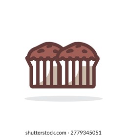 cup cake Flat Icon, cocok untuk poster dan web. Ikon makanan desain datar.