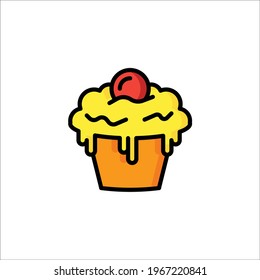 Cup cake  Flat Icon Isolated On White Background