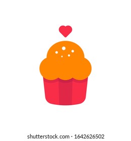 cup cake flat icon valentines day