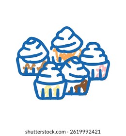 cup cake food dessert doodle icon sketch vector. cup cake food dessert sign. isolated symbol illustration