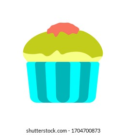 Cup cake food icon. Cupcake icons in two-dimensional image. Illustration of Cupcake in vector form.