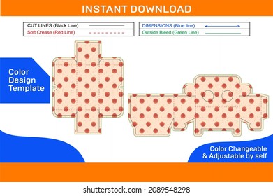 Cup cake or gift box packaging dieline template and 3D vector file 