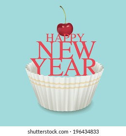 Cup Cake, Happy New Year, Red