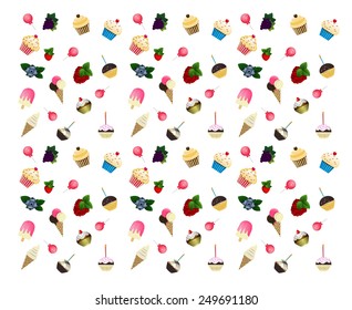cup cake, ice cream and fruit seamless vector for your design