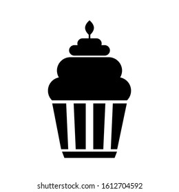 Cup cake icon with candle. Eps10 vector illustration.