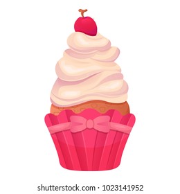 Cup cake icon, cartoon style
