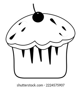 icono de pastel de taza para libro de coloreado, ilustración vectorial