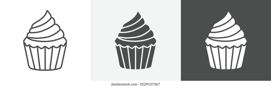 ícone de bolo de xícara Design em estilo de vetor de linha fina