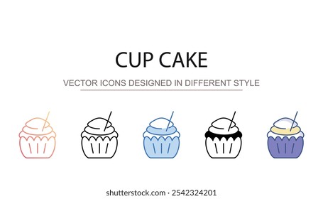 Diseño del icono de la torta de la taza con el fondo blanco