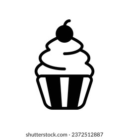 Cup Cake Icon isolor weißer Hintergrund Vektorgrafik.