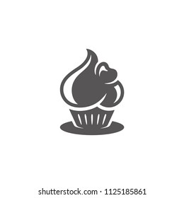 Cup cake icon isolated on white background vector illustration. Bakery vector graphic silhouette.