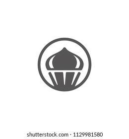 Cup cake icon isolated on white background vector illustration. Bakery vector graphic silhouette.