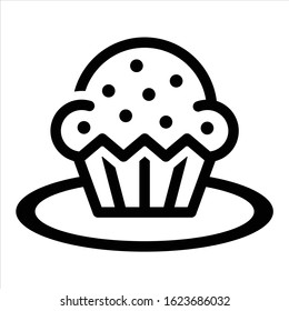 Cup cake icon isolated on white background vector illustration. Bakery vector logo