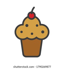 Cup cake icon isolated on white background. Vector illustration. Eps 10