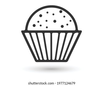 Cup cake icon isolated on white background vector illustration. Bakery vector graphic silhouette.