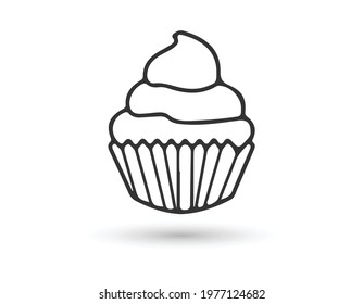 Cup cake icon isolated on white background vector illustration. Bakery vector graphic silhouette.