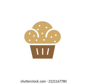 Cup cake icon isolated on white background vector illustration. Bakery vector graphic silhouette.