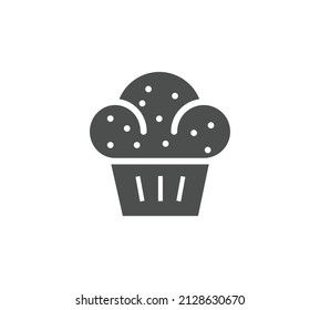 Cup cake icon isolated on white background vector illustration. Bakery vector graphic silhouette.
