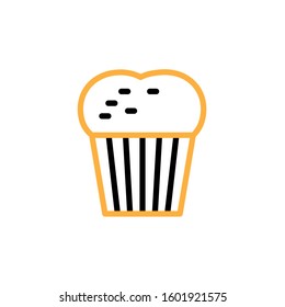 Cup cake icon. Line and two colour design template