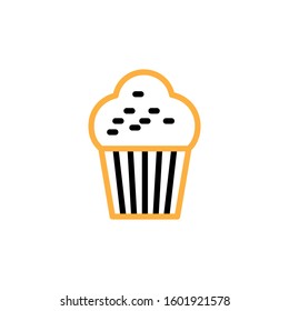 Cup cake icon. Line and two colour design template