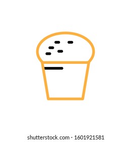 Cup cake icon. Line and two colour design template