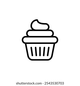 Design do logotipo do ícone do bolo da xícara. Sinal e símbolo do bolo da xícara