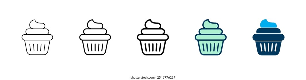 Diseño de logotipo de icono de pastel de taza. Señal y símbolo de la torta de la taza