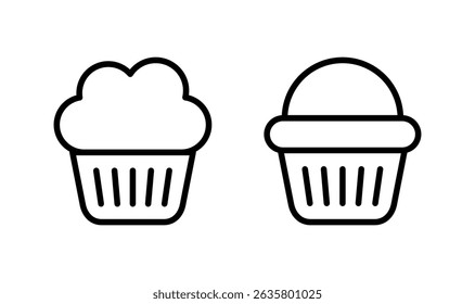 Diseño de logotipo de icono de pastel de taza. Señal y símbolo de la torta de la taza