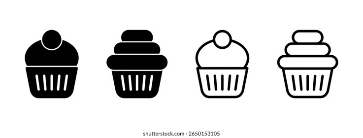 Design do logotipo do ícone do bolo da xícara. Sinal e símbolo do bolo da xícara
