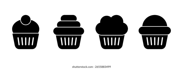 Diseño de logotipo de icono de pastel de taza. Señal y símbolo de la torta de la taza