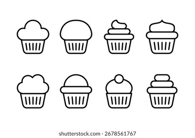 Diseño de logotipo de icono de pastel de taza. Señal y símbolo de la torta de la taza