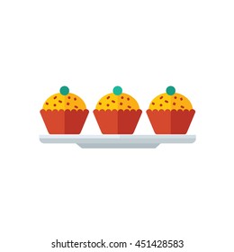 cup cake icon on dish yellow tone color