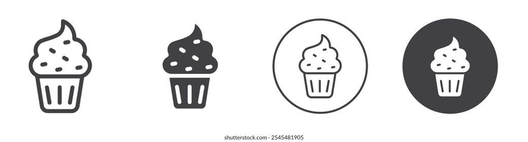 Cup cake icon Simple outline vector logo