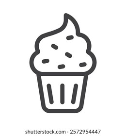 Cup cake icon Simple outline vector logo